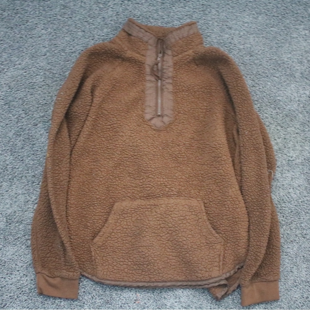 Men's Brown Sherpa Pullover Sweater
